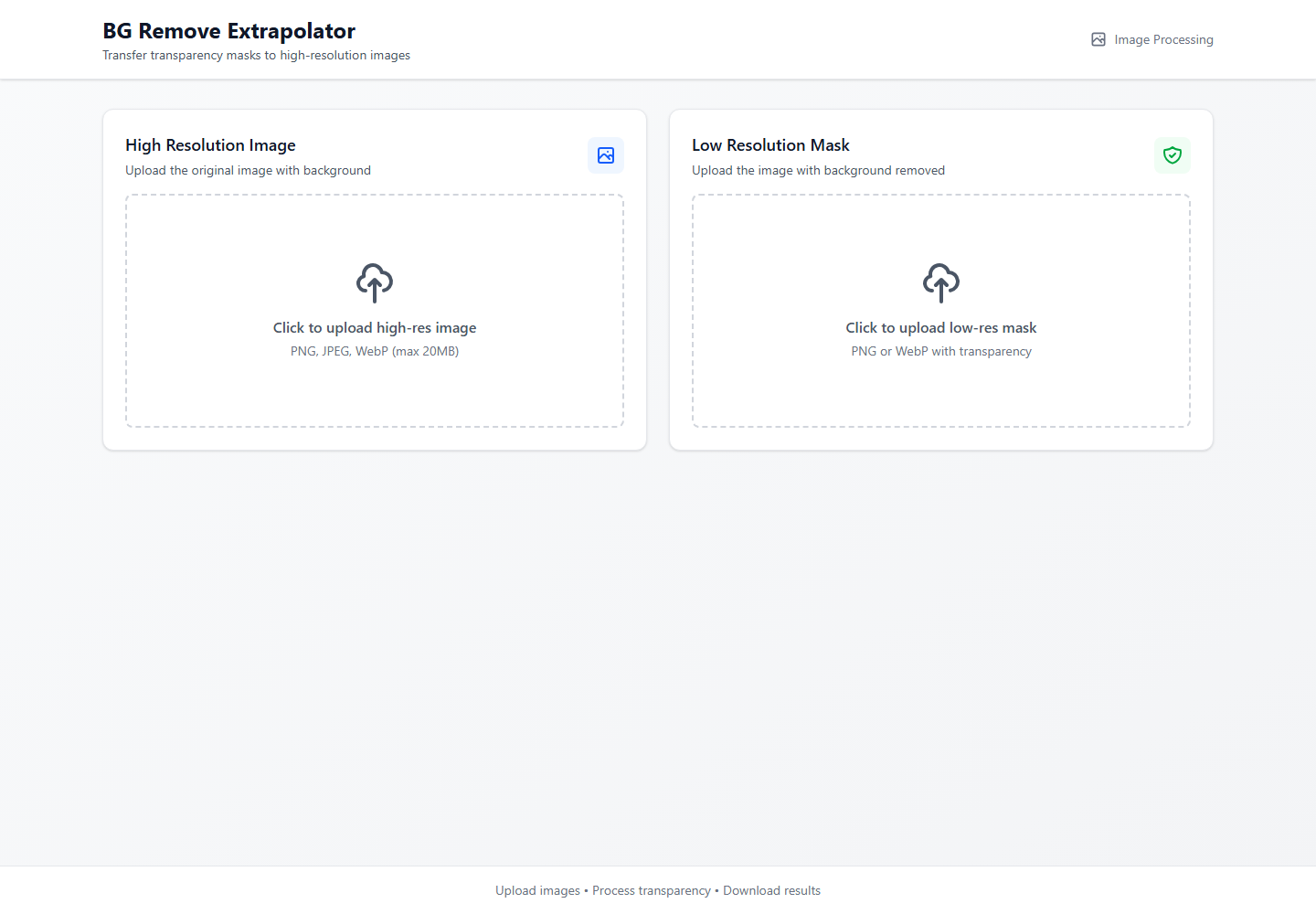 BG Remove Extrapolator website screenshot