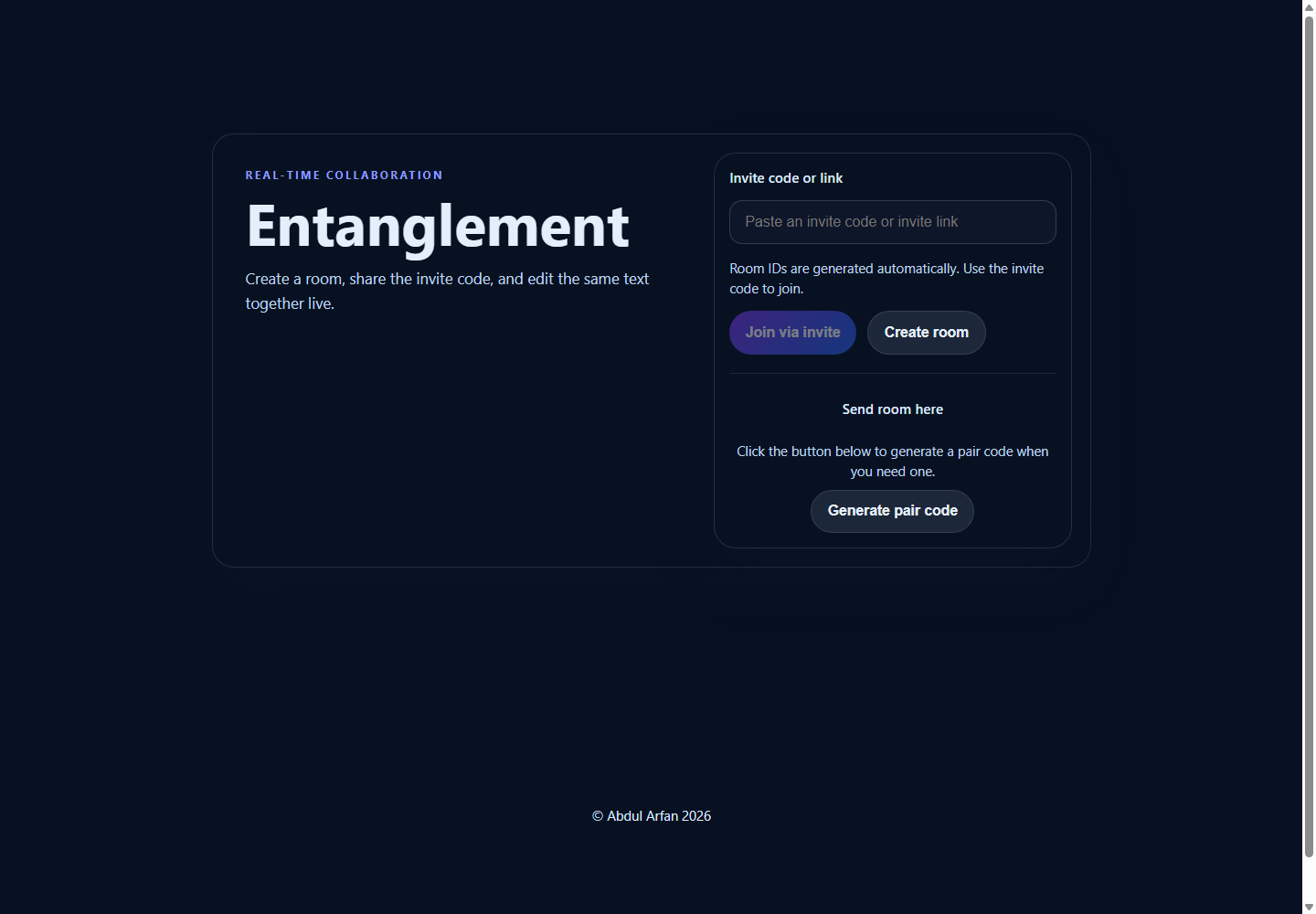 Entangle website screenshot